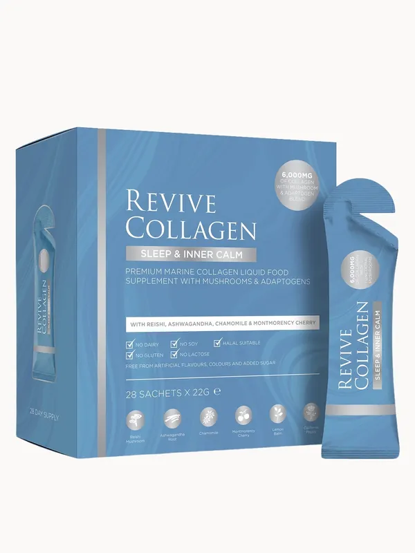 Revive Collagen Sleep & Inner Calm Functional Mushroom and Adaptogen Blend with 6000mg Marine Collagen 28 x 22g - Sarah Chapman