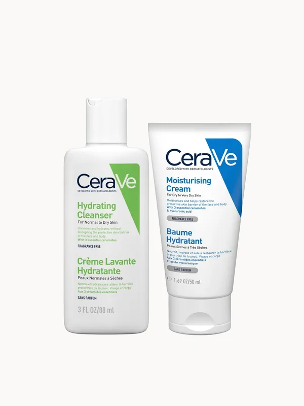 CeraVe Travel Size Hydrating Cleanser & Moisturising Cream for Normal to Dry Skin