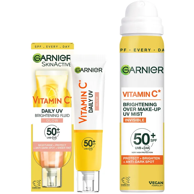 Garnier Vitamin C Brightening SPF50 Mist & Glow Fluid Sun Protection Bundle - La Roche-Posay