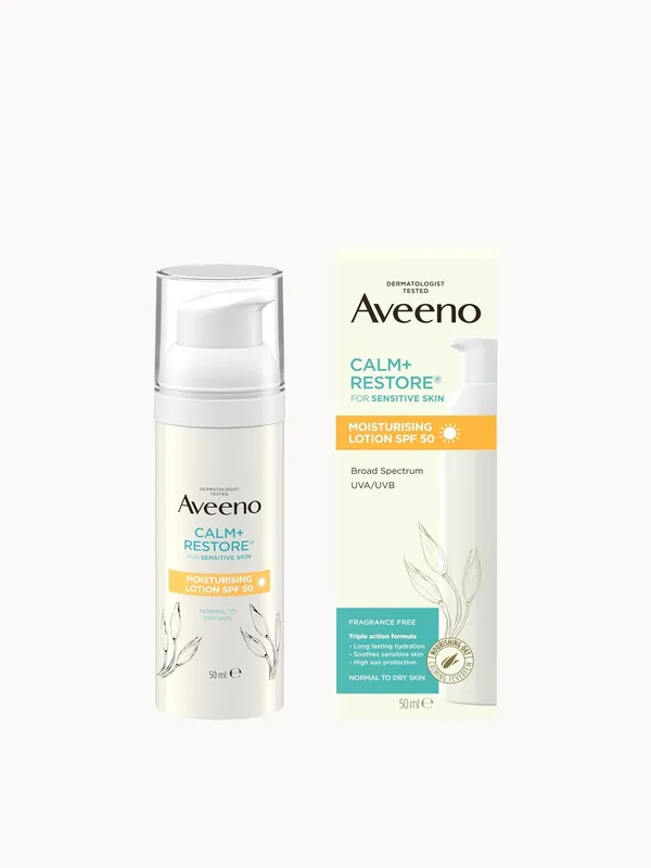 Aveeno Face Calm & Restore Moisturising Lotion SPF 50 50ml - Cetaphil