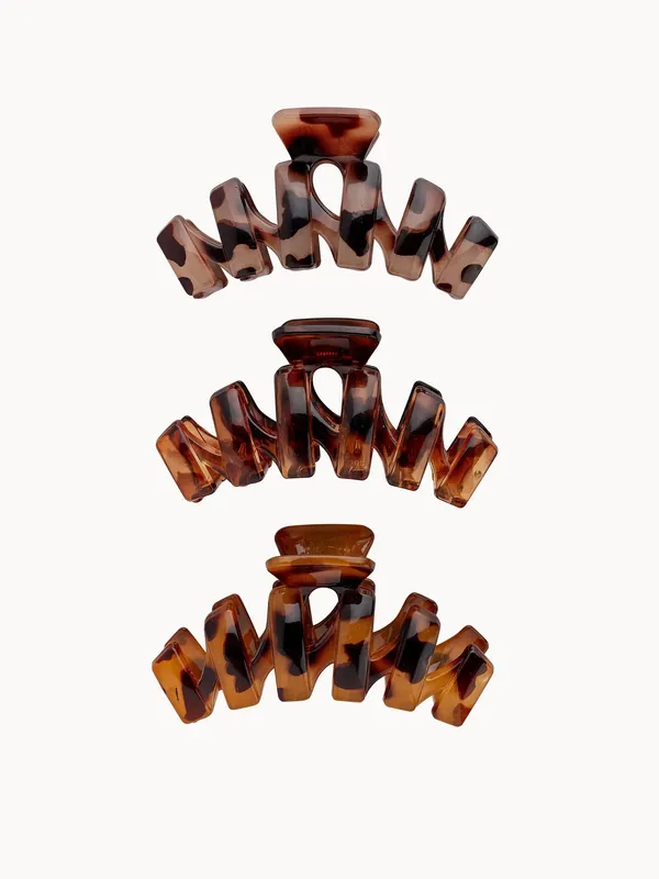 brushworks Tortoiseshell Claw Clips - 3 Pack
