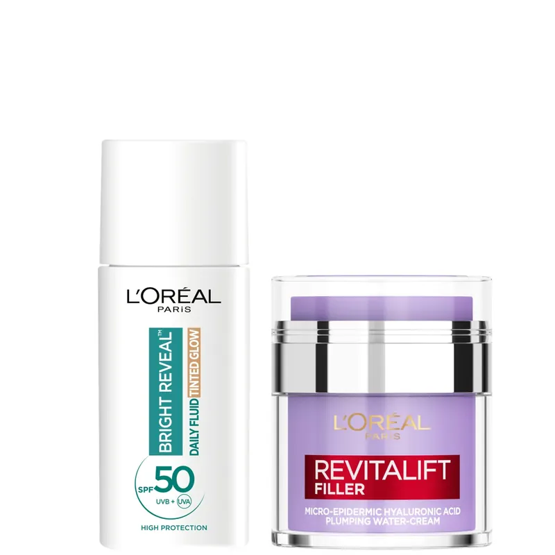L'Oreal Paris Hyaluronic Filler Water Cream & Tinted Glow SPF50+ (Various Shades) - L'Oréal Paris