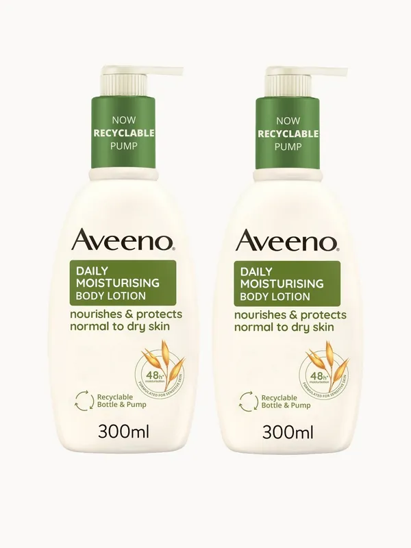 Aveeno Daily Moisturising Lotion Duo for Instant and Long Lasting Hydration 600ml Mega Bundle