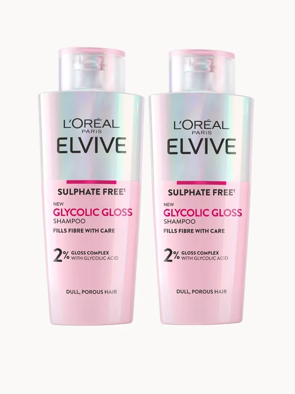 L'Oréal Paris Elvive Glycolic Gloss Double Shampoo Bundle