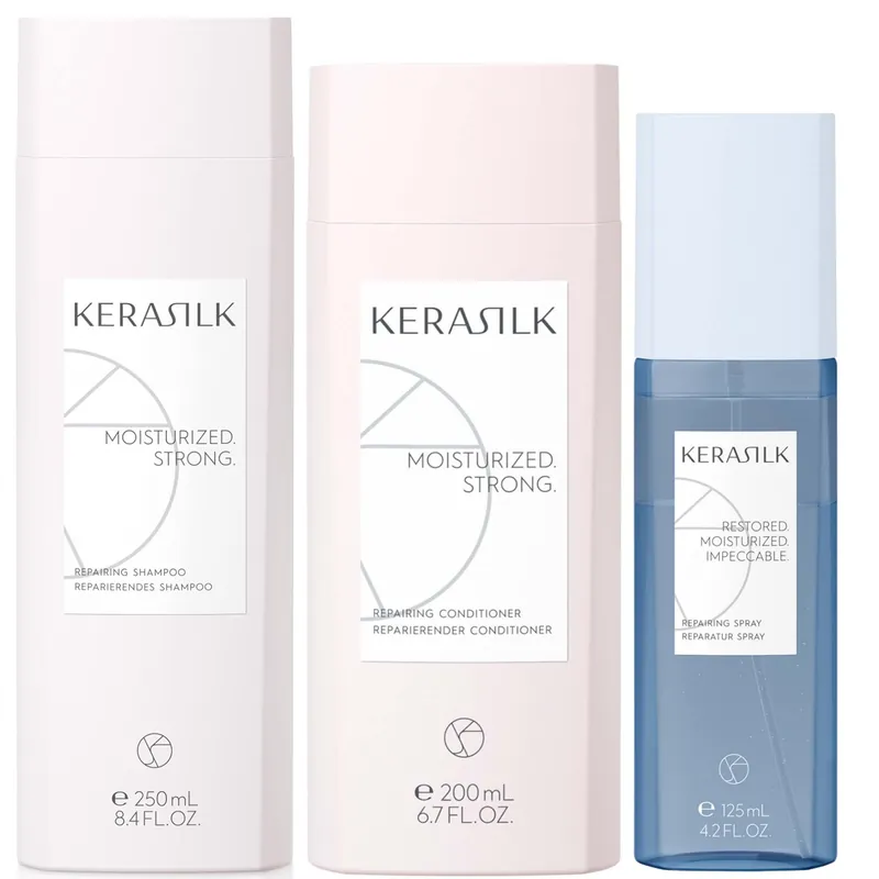 KERASILK Ultimate Repair Bundle Shampoo, Conditioner and Repairing Spray - Acnecide