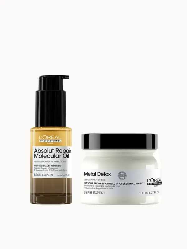 L'Oréal Professionnel Ultimate Repair Treatment Set: Metal Detox Hair Mask 150ml & Absolut Repair Molecular Bi-Phase Hair Oil