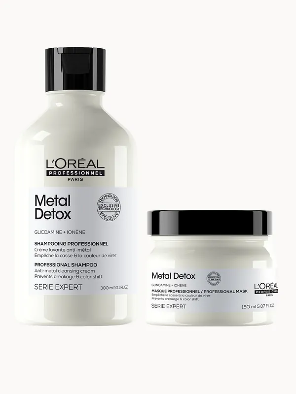 L'Oréal Professionnel Metal Detox Clarifying Shampoo 300ml & Hair Mask 150ml, Prevent Breakage & Colour Fade from Hard Water