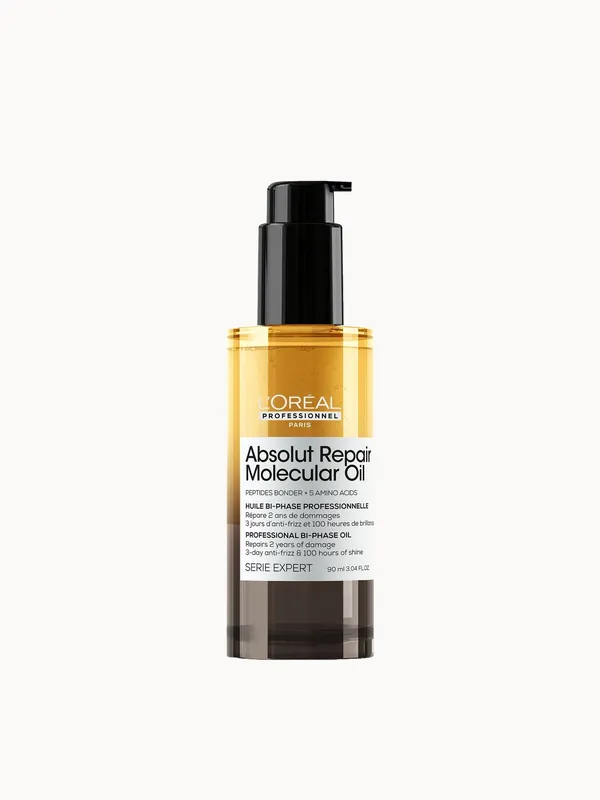 L'Oréal Professionnel Absolut Repair Molecular Bi-Phase Hair Oil for Damaged Hair 90ml, High Shine & Molecular Repair