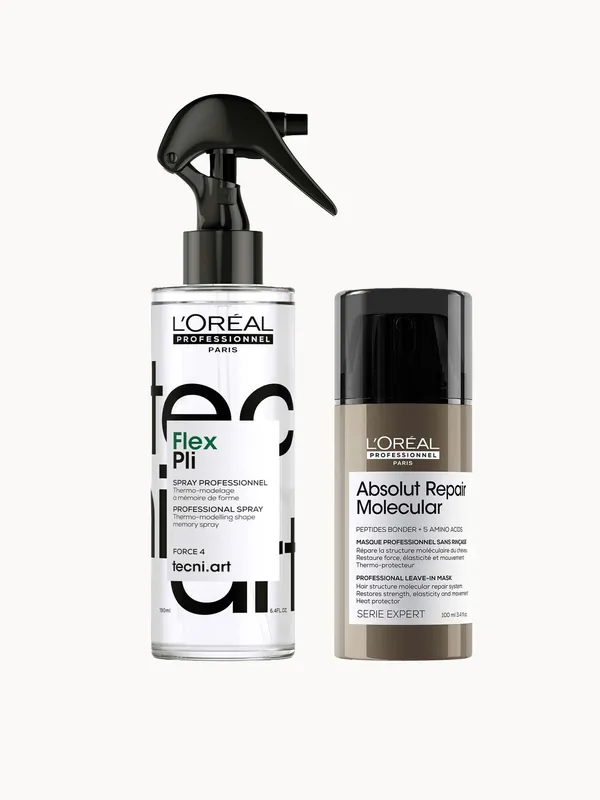 L'Oréal Professionnel Protect & Style Bundle: Tecni Art Flex Pli, Thermo-modelling Styling Hair Spray, Absolut Repair Molecular Leave-In Cream, 190ml & 100ml