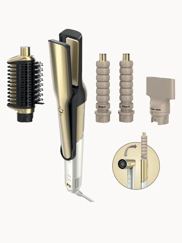 Shark Glam 4-in-1 Hot Tool Air Styling + Drying System Gold- For Straight, Wavy and Bouncy Styles