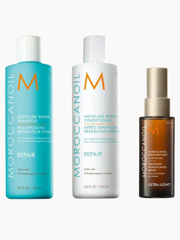 Moroccanoil Moisture Repair Shampoo and Conditioner 250ml + Treatment Mist 25ml