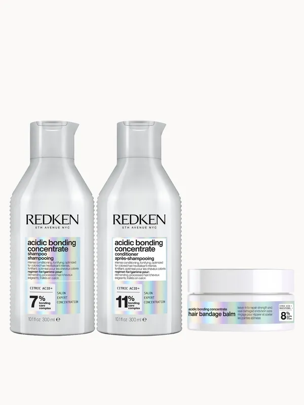 Redken Acidic Bonding Concentrate Hair Bandage Balm 75ml, Shampoo 300ml and Conditioner 300ml Bundle