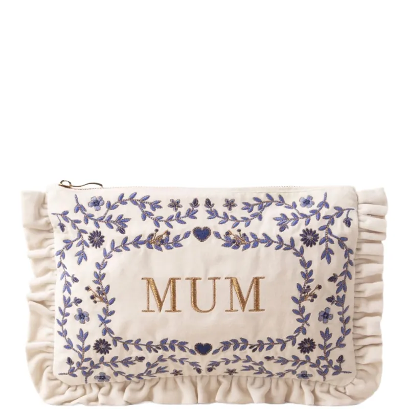 Elizabeth Scarlett Mediterranean Garden Mum Velvet Frill Pouch - Cream