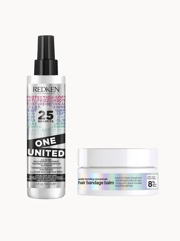 Redken Acidic Bonding Concentrate Hair Bandage Balm 75ml & Redken One United Multi-Benefit Treatment Spray 150ml Bundle
