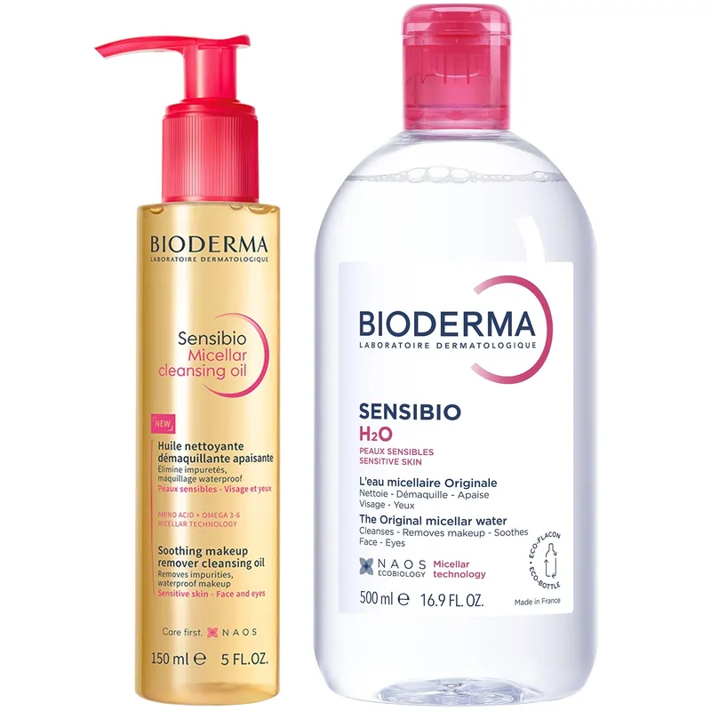 Bioderma Sensibio Soothing & Nourishing Double Cleansing Routine for Sensitive Skin - CeraVe