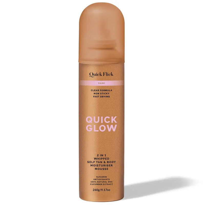 Quick Flick Quick Glow 2-in-1 Whipped Self Tan & Body Moisturiser Mousse 260g - Dark