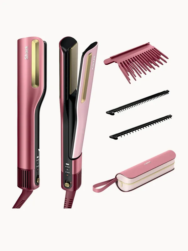 Shark SilkiPro Straight Hair Straightener + Dryer in One Tool - Rose Petal