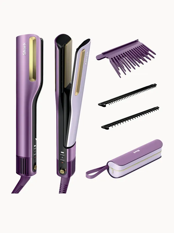 Shark SilkiPro Straight Hair Straightener + Dryer in One Tool - Plum Satin