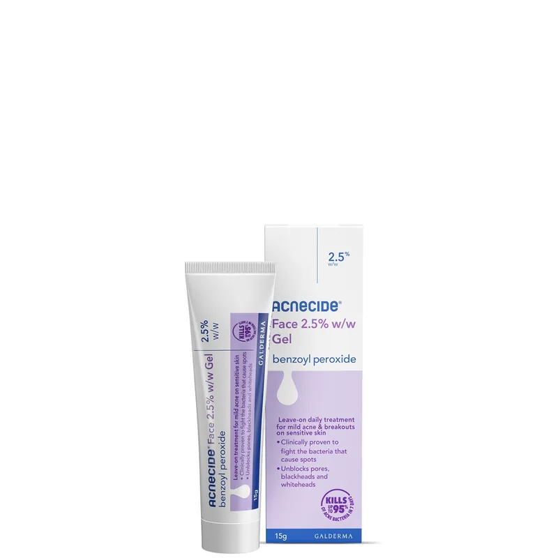 Acnecide Face Gel Spot Treatment with 2.5% Benzoyl Peroxide 15g - CeraVe