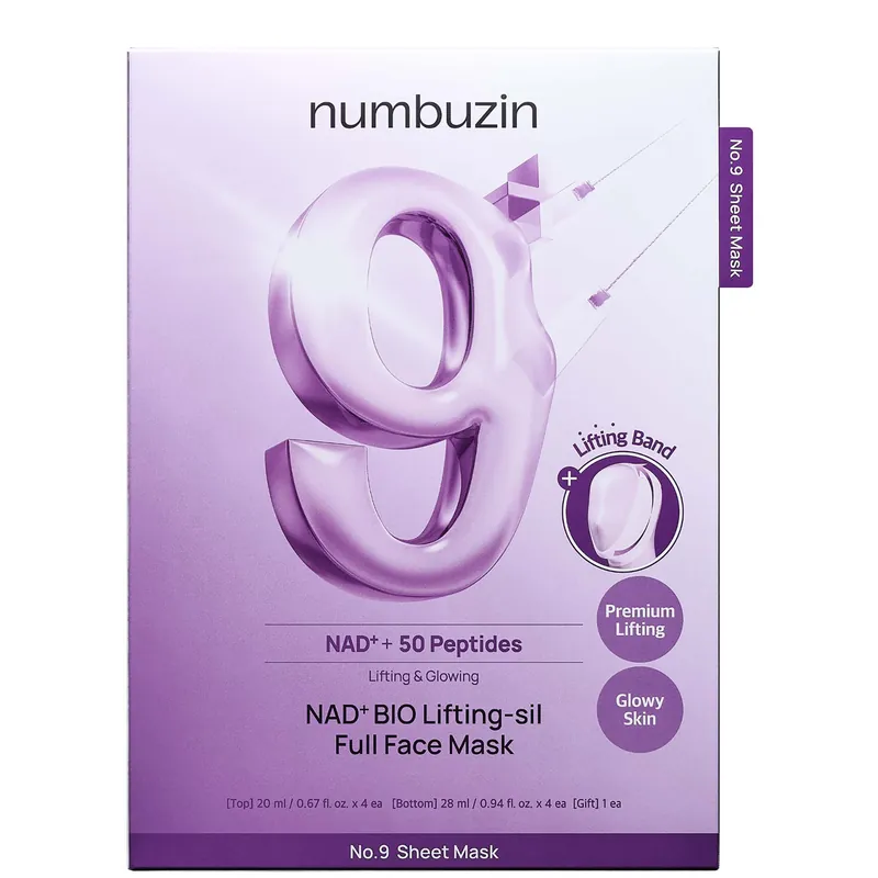 Numbuzin No.9 NAD Bio Full Face Pack Sheet (Pack of 4) - Beauty Works