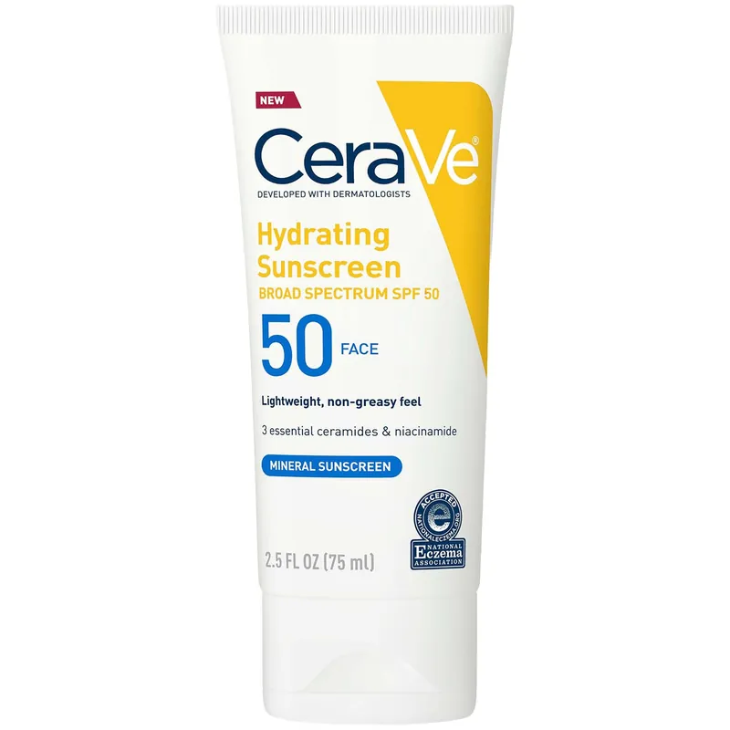 CeraVe 100% Mineral Hydrating Face Sunscreen SPF 50 (2.5 fl. oz.) - EltaMD
