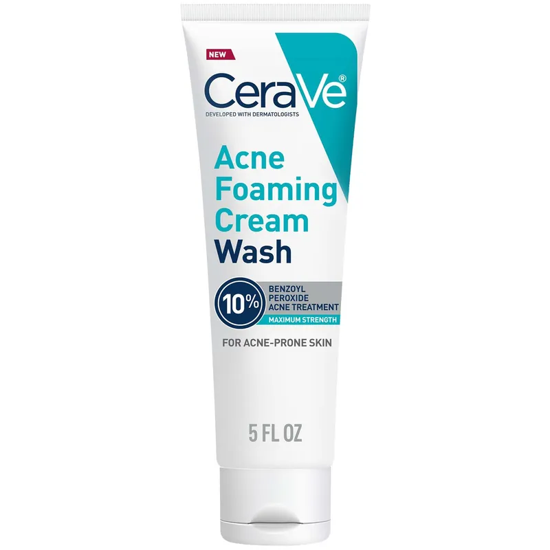 CeraVe Acne Foaming Cream Wash with 10% Benzoyl Peroxide for Face and Body (5 fl. oz.) - Dermalogica