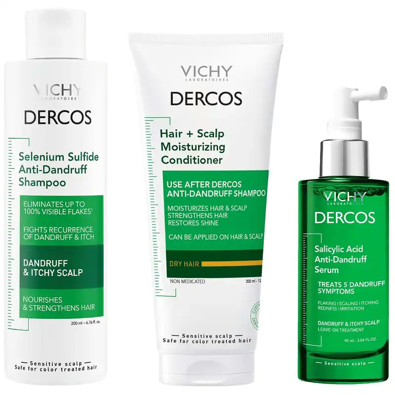 Vichy Dercos Anti-Dandruff Routine with Hydrating Scalp Treatment Serum (Worth $88.97)