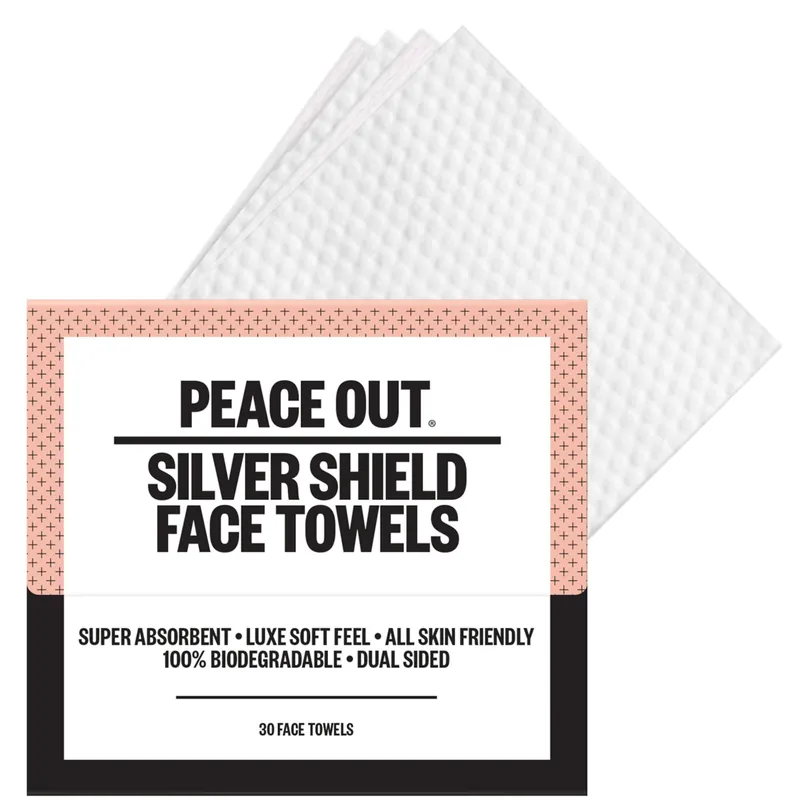 Peace Out Silver Shield Disposable Face Towels (30 Count) - DHC