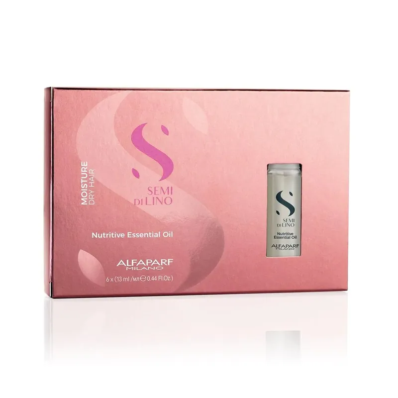 Alfaparf Semi Di Lino Moisture Nutritive Essential Oil 13 ml / 0.44 oz - Pack Of 6 Vials | For Dry Hair