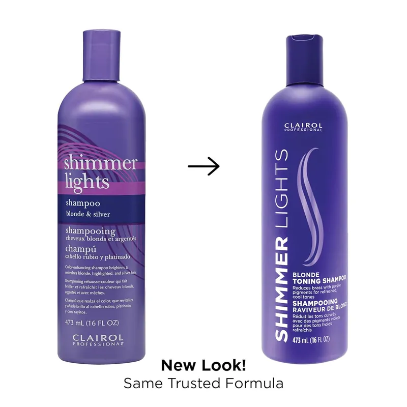 Clairol Professional Shimmer Lights Blonde Toning Shampoo 16 oz / 473 ml | For Blonde & Silver
