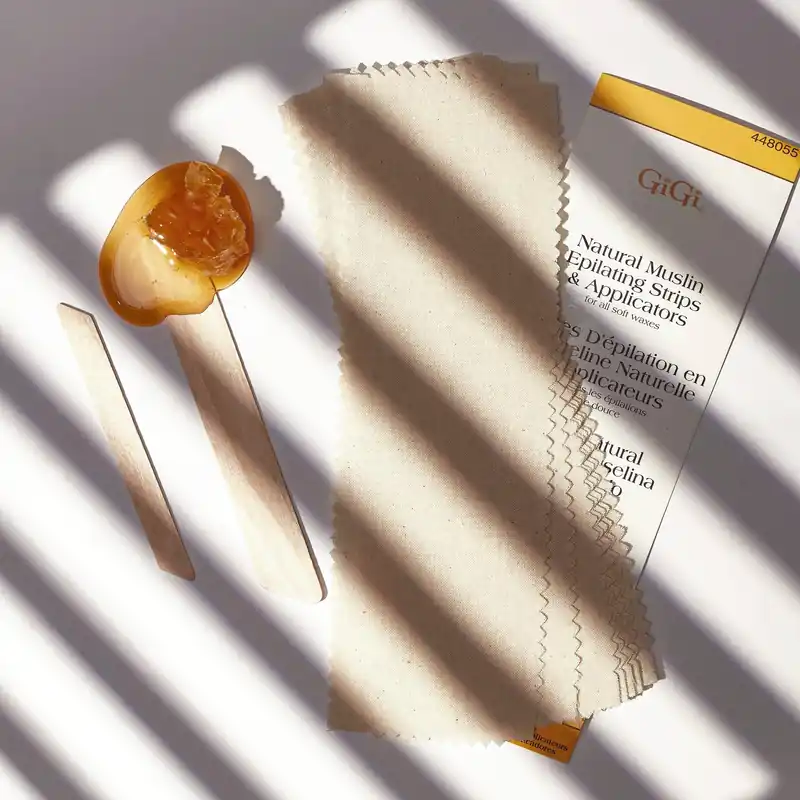 GiGi Large Natural Muslin Epilating Strips & Applicators - 30 Pack | For All Soft Waxes