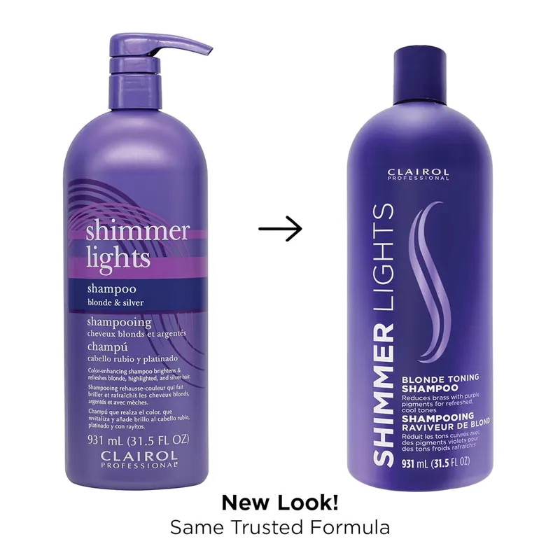 Clairol Professional Shimmer Lights Blonde Toning Shampoo 31.5 oz / 931 ml | For Blonde & Silver