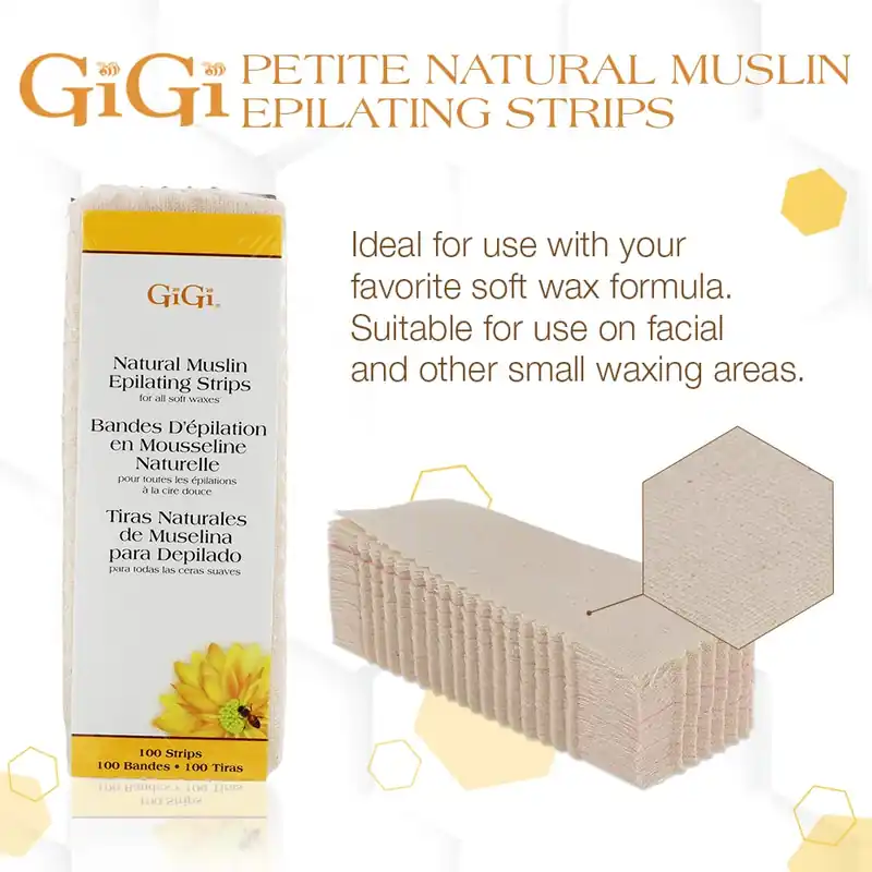 GiGi Small Natural Muslin Epilating Strips - 100 Pack | For All Soft Waxes