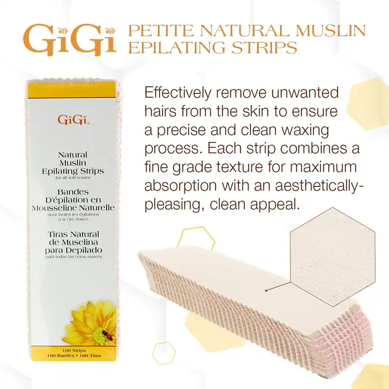 GiGi Large Natural Muslin Epilating Strips - 100 Pack | For All Soft Waxes