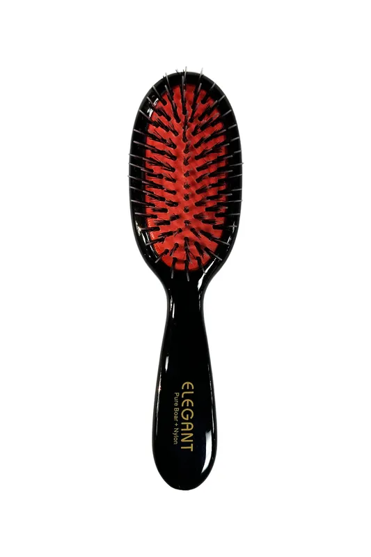 Elegant #965 PREMIUM Classic Cushion Porcupine + Nylon Bristles Oval Hair Brush - Small (7") | Normal to Thick Hair