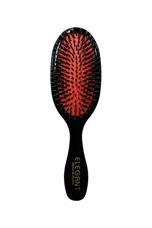 Elegant #966 PREMIUM Classic Cushion Porcupine + Nylon Bristles Oval Hair Brush - Medium (8.5") | Normal to Thick Hair