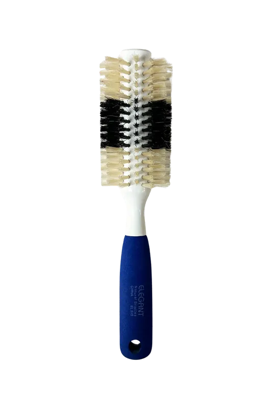 Elegant #515 Round Boar Hairbrush - Small (2.25") | White Wood / Blue Handle