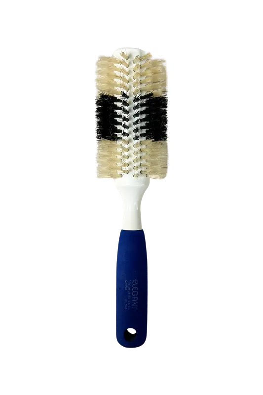 Elegant #516 Round Boar Hairbrush - Medium (2.5") | White Wood / Blue Handle