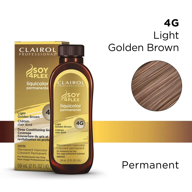 Clairol Professional Soy4Plex LiquiColor Permanent Hair Color - 4G (Light Golden Brown)
