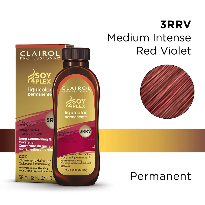 Clairol Professional Soy4Plex LiquiColor Permanent Hair Color - 3RRV (Medium Intense Red Violet)