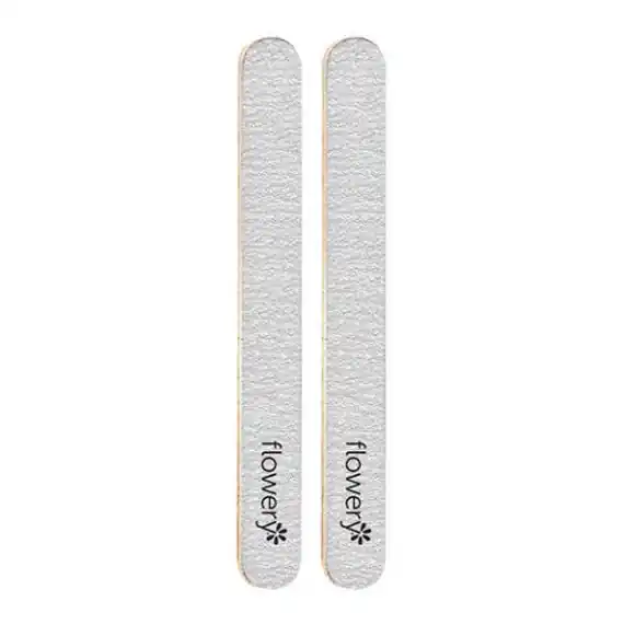 Flowery Nail File - Silver Streak (2 Pack) | For Thick, Gel-Polished or Acrylic Nails