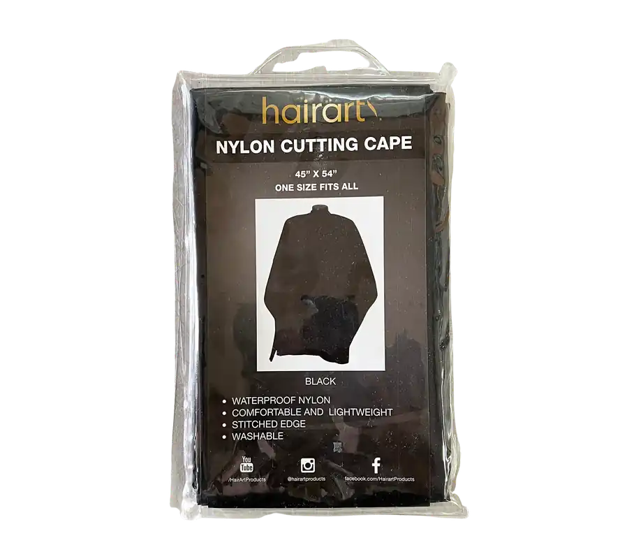 HairArt Nylon Cutting Cape Black 45" x 54" | One Size Fits All