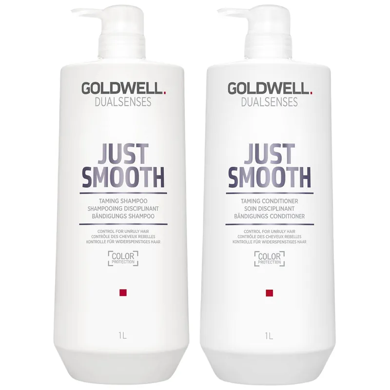 Goldwell Dualsenses JUST SMOOTH Taming Shampoo & Conditioner Duo Liter / 33.8 oz