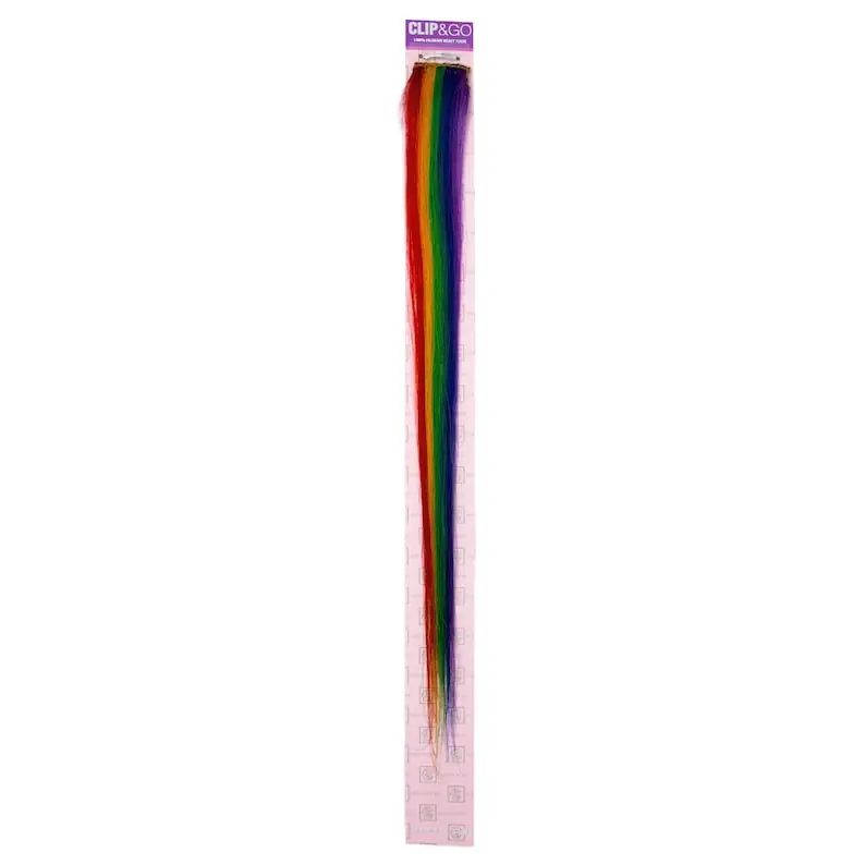 Hair Couture Clip & Go 1 PC Radical Clip-In Extension Length 18'' Rainbow | 100% Human Remy Hair