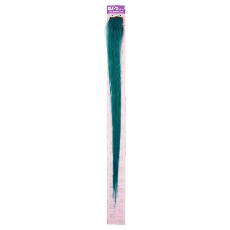 Hair Couture Clip & Go 2 PC Radical Clip-In Extension Length 18'' Aqua Teal | 100% Human Remy Hair