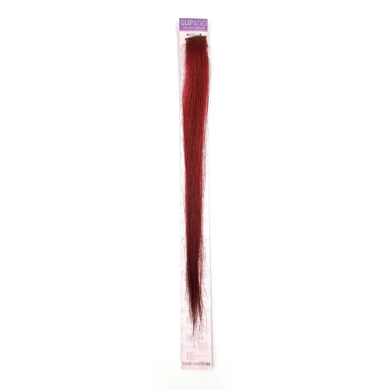 Hair Couture Clip & Go 2 PC Radical Clip-In Extension Length 18'' Red | 100% Human Remy Hair