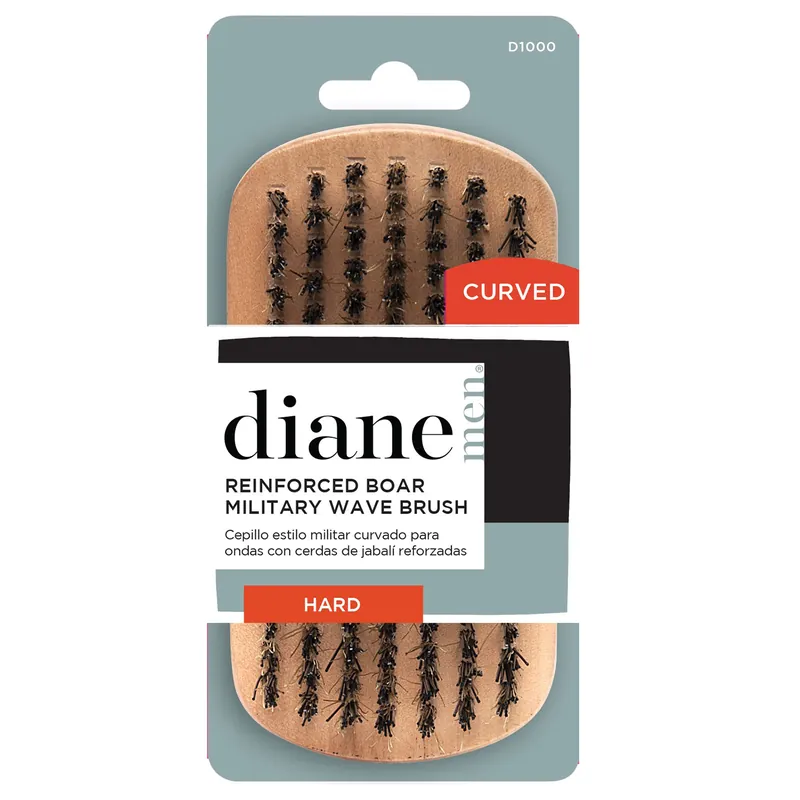Diane Men's Reinforced Boar Military Wave Brush - Hard | D1000