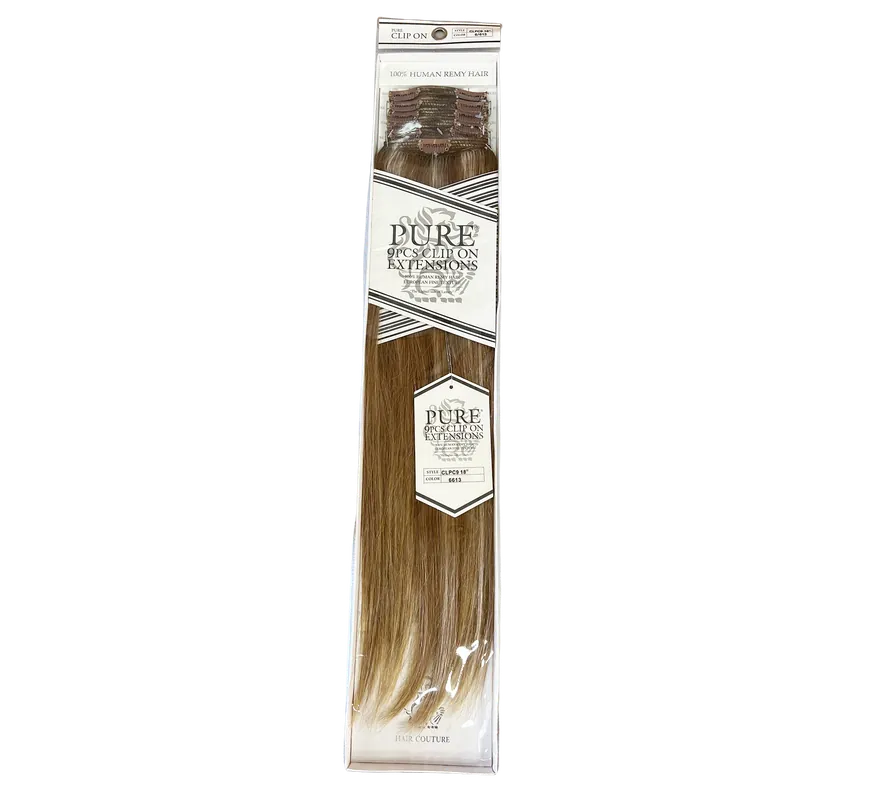 Hair Couture 9 Pc Pure Clip On Extensions Cream 18" 6/613