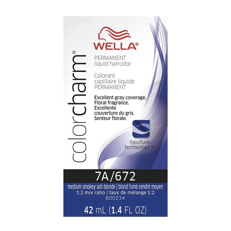 Wella ColorCharm Permanent Liquid Hair Color 42 ml / 1.4 oz - 7A / 672 Medium Smokey Ash Blonde