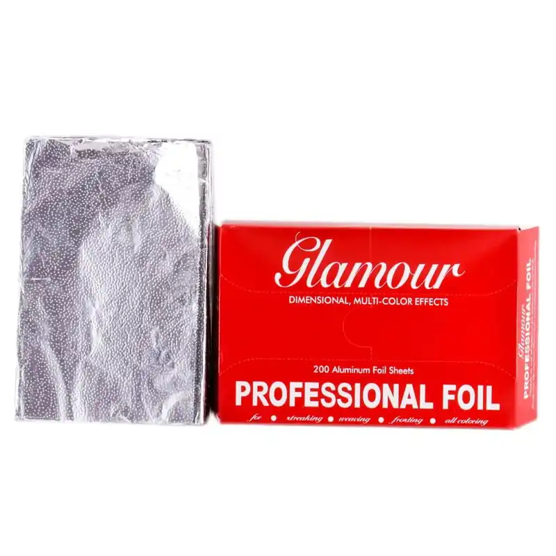 Glamour Professional Aluminum Foil Sheets - 200 Count (8" x 10.75") | For Streaking, Weaving, Frosting & All Coloring